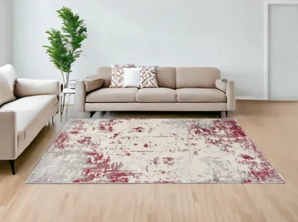 7.8' x 10.8' Abstract Dhurrie Area Rug - Red