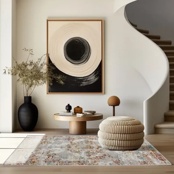 7' x 10' Distressed Ornate Area Rug - Gray And Beige