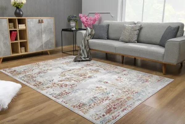 5' x 8' Oriental Area Rug - Gray And Beige