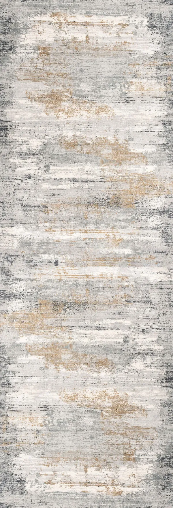2' x 15' Mod Distressed Strokes Runner Rug - Gray