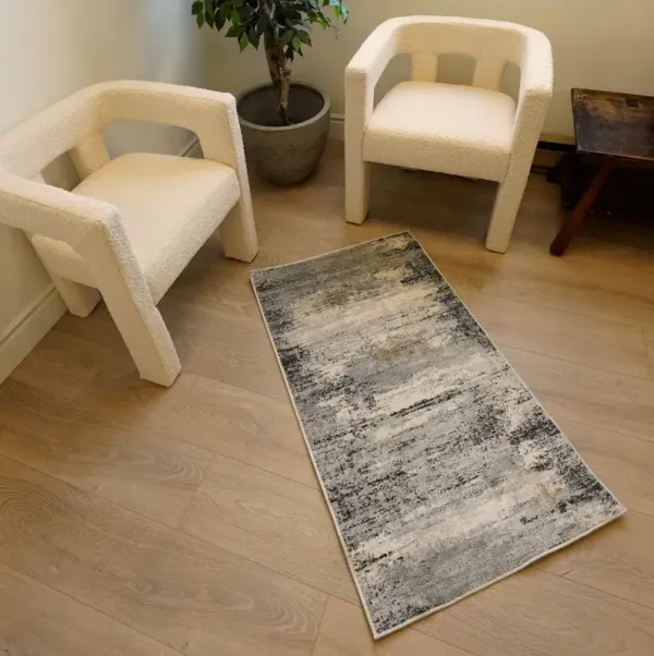 2' x 8' Mod Distressed Strokes Runner Rug - Gray