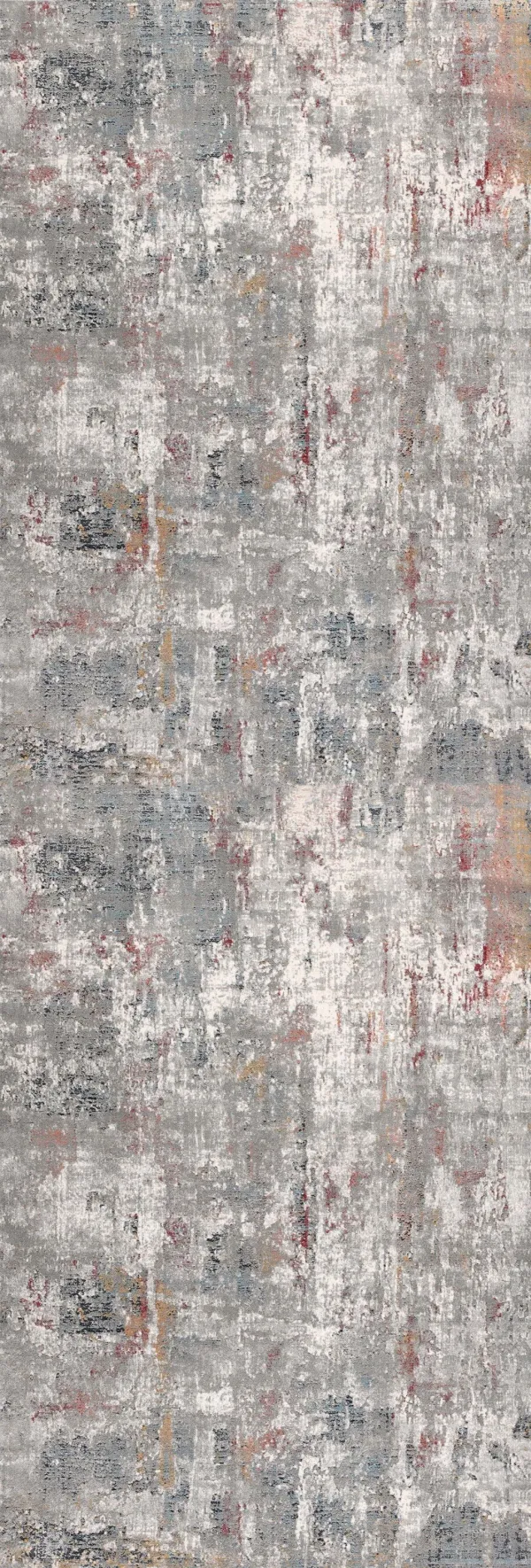 2' x 13' Abstract Runner Rug - Gray And Ivory