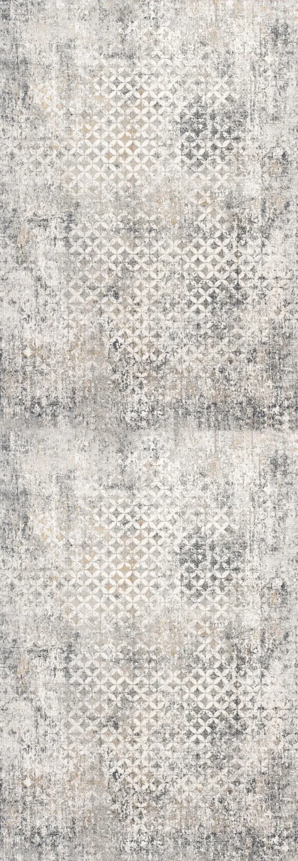 2' x 20' Distressed Runner Rug - Gray And Ivory