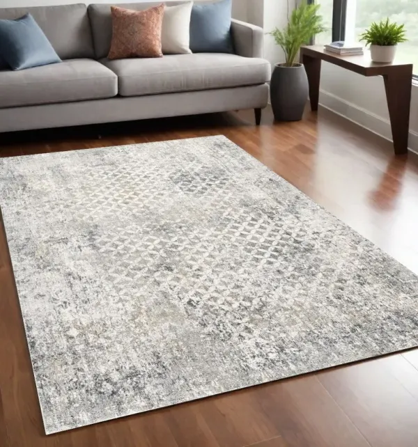 5.3' x 7.6' Modern Abstract Area Rug - Gray And Ivory