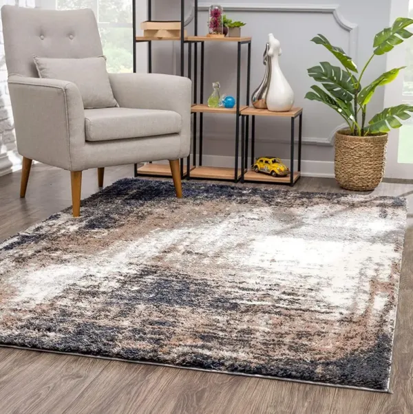 7' x 9' Retro Modern Area Rug - Ivory And Navy