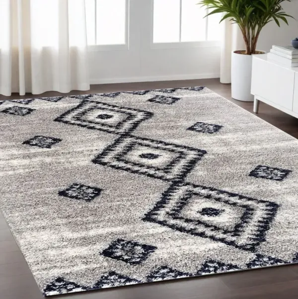 5' x 8' Boho Chic Area Rug - Gray And Navy
