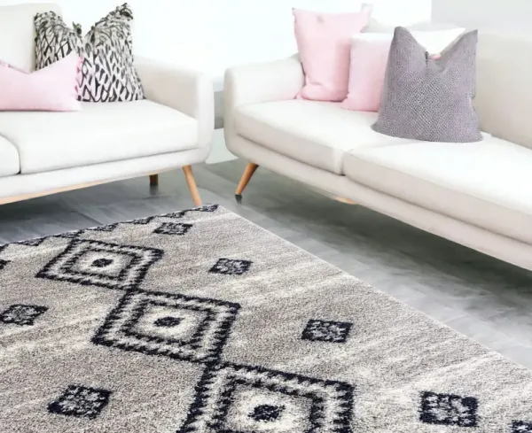 7' x 9' Boho Chic Area Rug - Gray And Navy