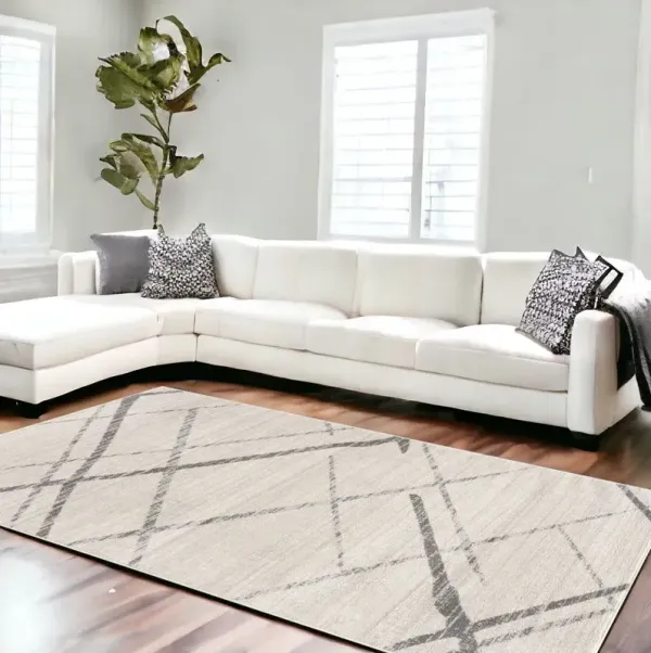 12' x 18' Geometric Washable Non Skid Area Rug - Gray