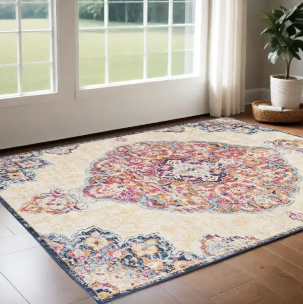3' x 5' Medallion Area Rug - Blue And Beige