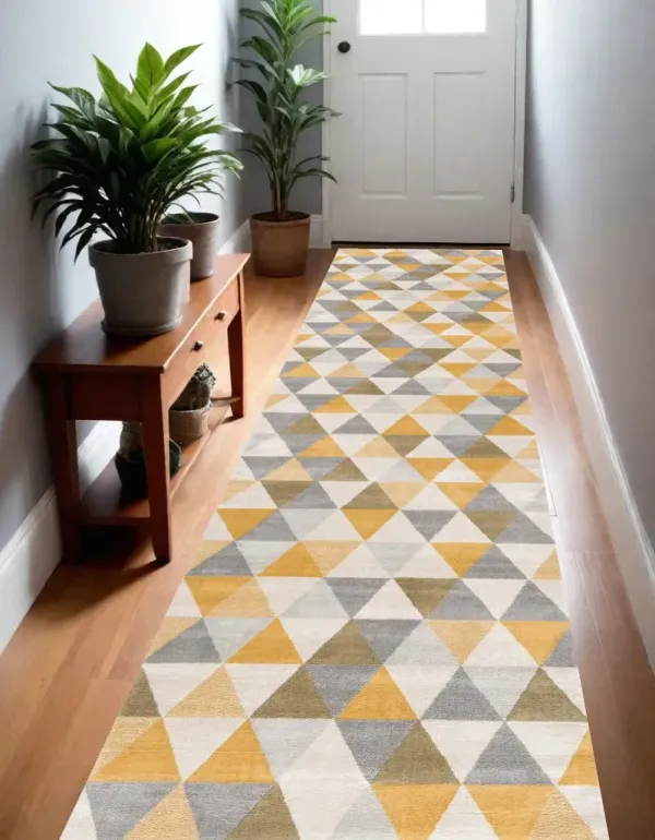 13' Runner Geometric Runner Rug - Yellow And Ivory