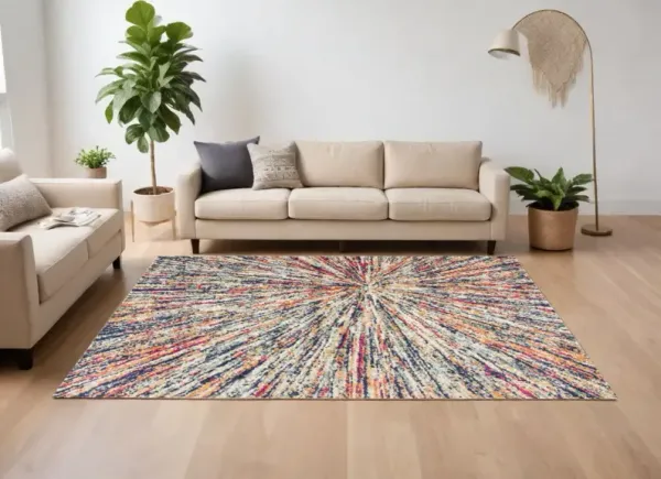 7' x 10' Celestial Burst Abstract Area Rug - Cream