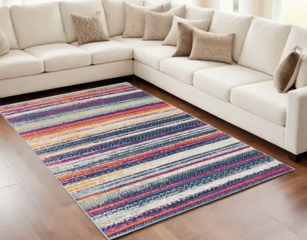 5' x 8' Irregular Striped Area Rug - Multicolor