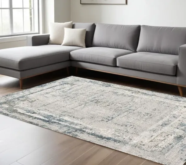 6' x 9' Abstract Area Rug - Blue And Ivory