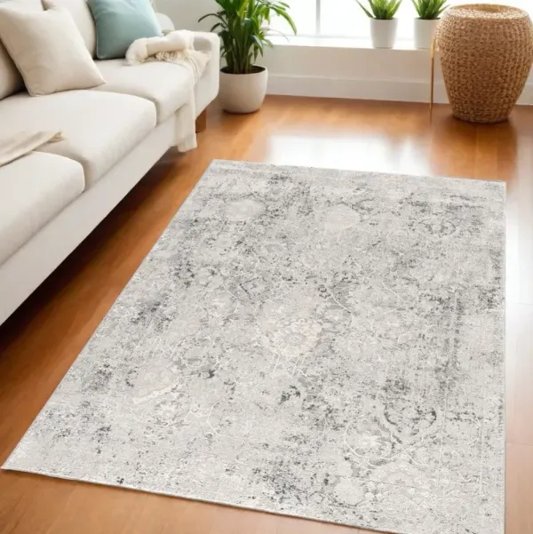 5' x 7' Abstract Viscose Area Rug - Gray And Ivory