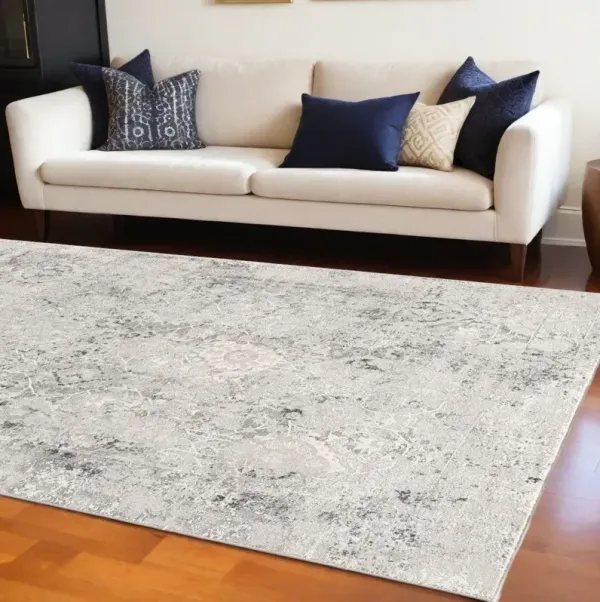 6' x 9' Abstract Area Rug - Gray And Ivory