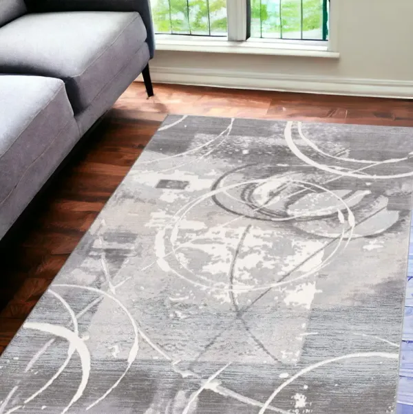 6' x 9' Abstract Power Loom Area Rug - Gray