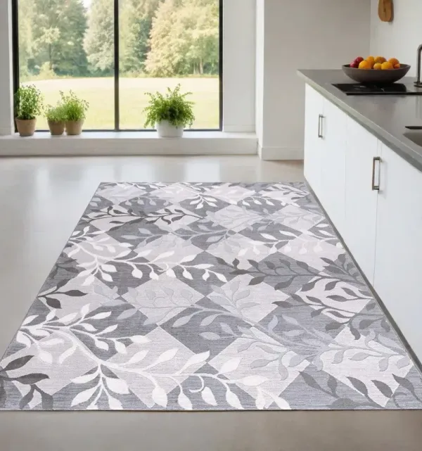4' x 6' Area Rug - Gray Diamond And Vines