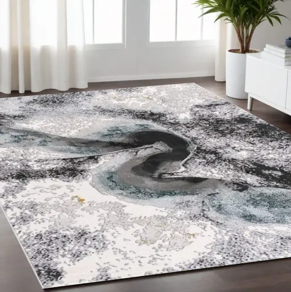 5' x 7' Abstract Power Loom Area Rug - Gray