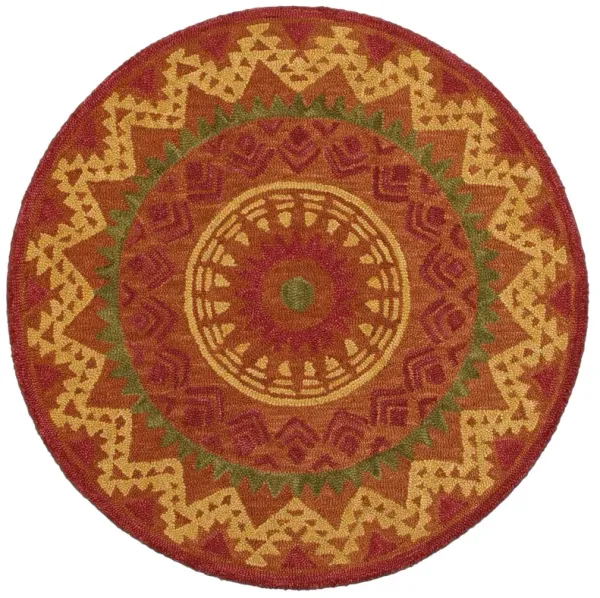 4' Round Decorative Area Rug - Orange