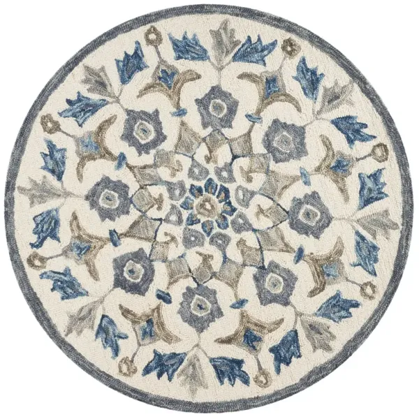 4' Round Floral Oasis Area Rug - Blue