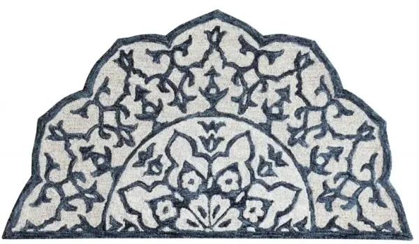2' x 4' Decorative Hearth Rug - Navy And White