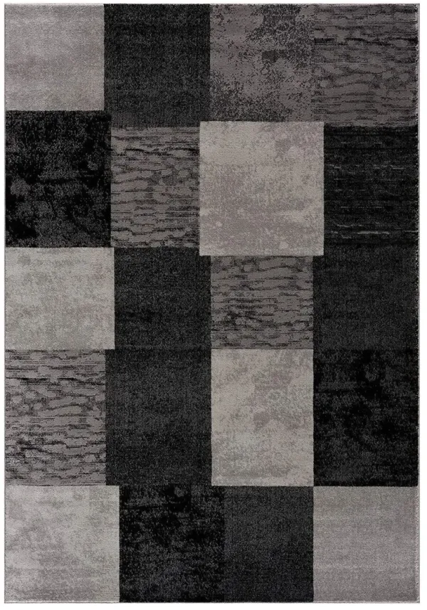 3' x 5' Checkered Power Loom Area Rug - Gray