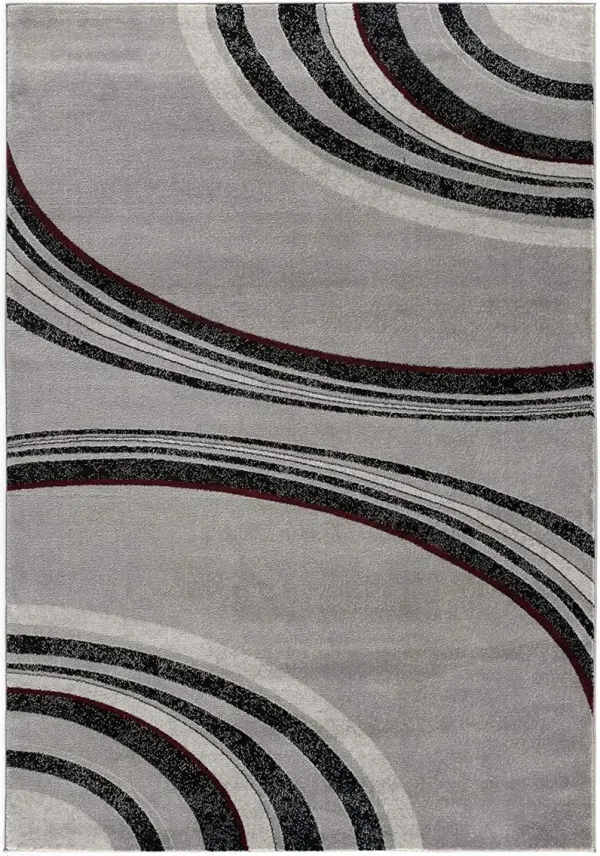 13' Runner Abstract Shag Power Loom Runner Rug - Gray And Black