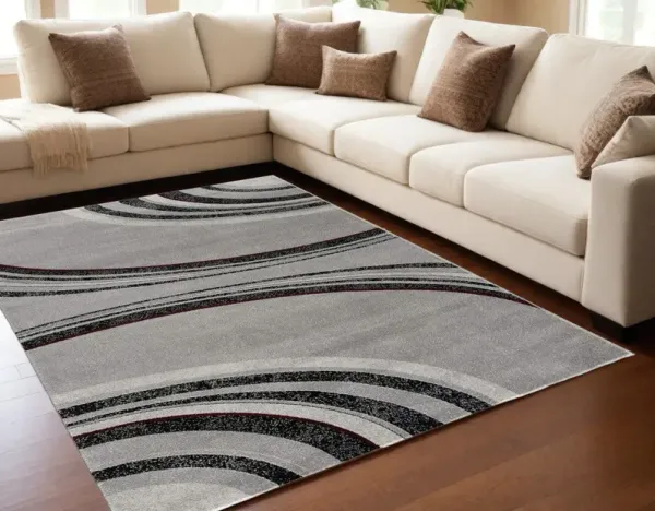 5.3' x 5.8' Abstract Dhurrie Area Rug - Gray