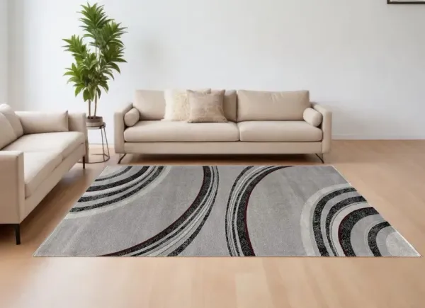 7.8' x 10.8' Abstract Dhurrie Area Rug - Gray