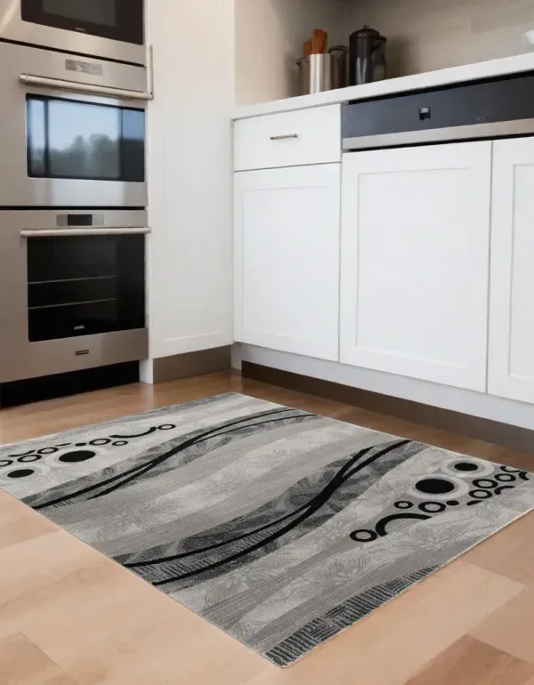 4' x 6' Abstract Power Loom Area Rug - Gray