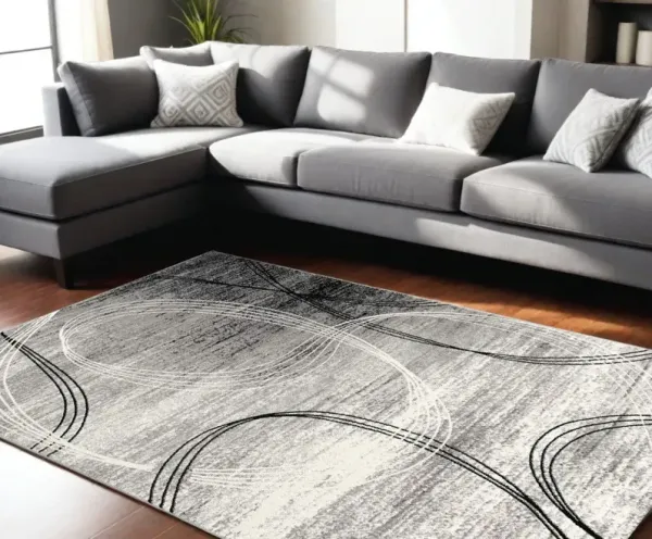 8' x 10' Abstract Dhurrie Area Rug - Gray