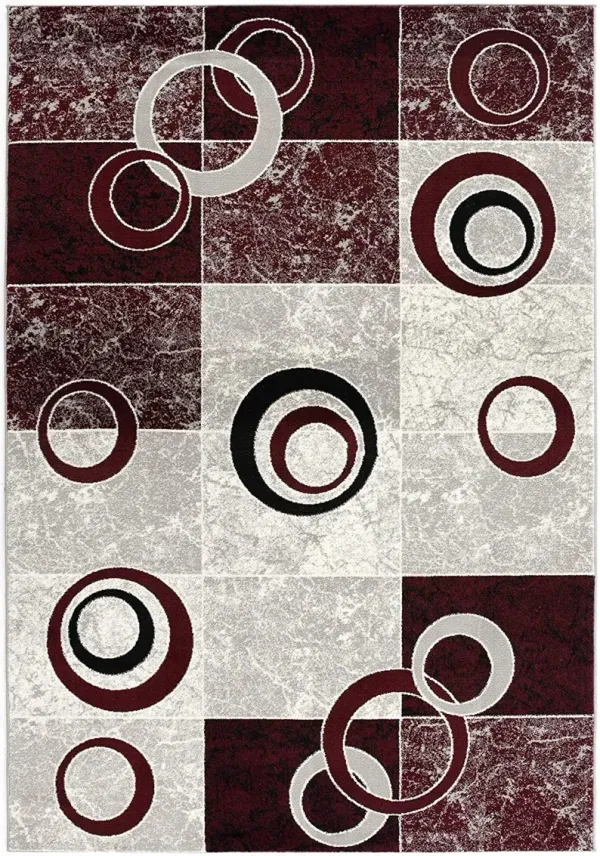 13' Geometric Power Loom Runner Rug - Red And White
