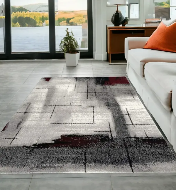 5' x 7' Abstract Dhurrie Area Rug - Gray