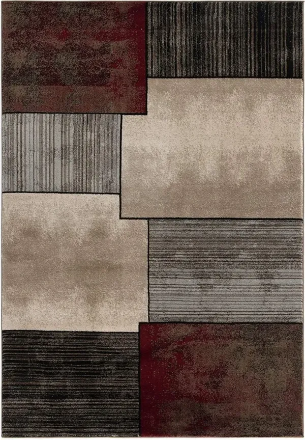 2' x 4' Abstract Dhurrie Area Rug - Brown