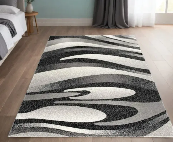 4' x 6' Modern Abstract Power Loom Area Rug - Gray
