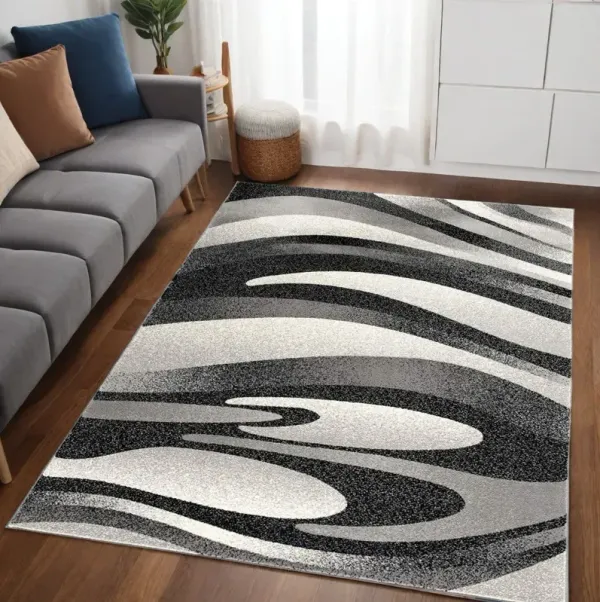 8' x 10' Modern Abstract Dhurrie Polypropylene Area Rug - Gray