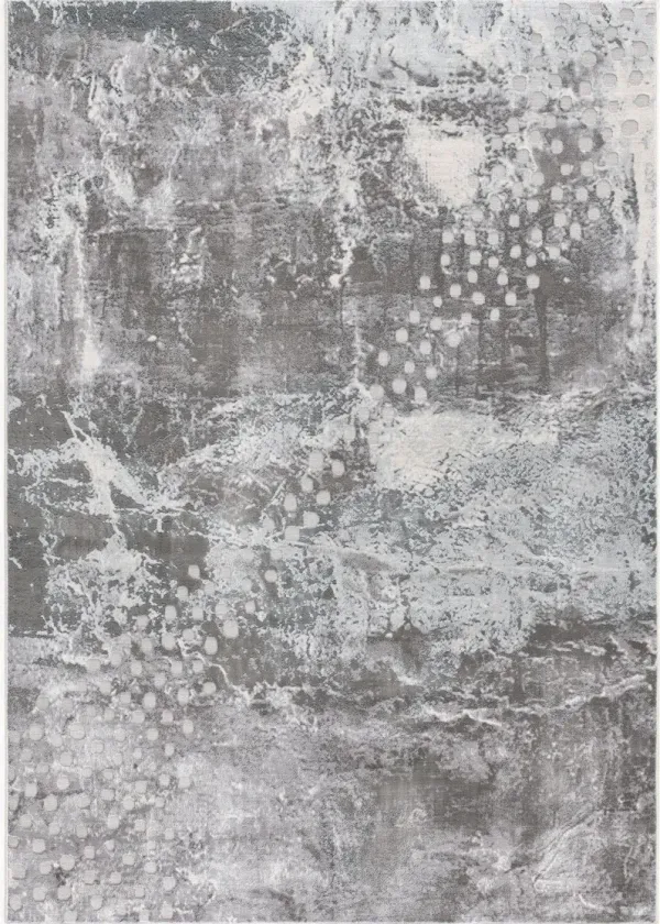 4' x 6' Distressed Abstract Area Rug - Gray