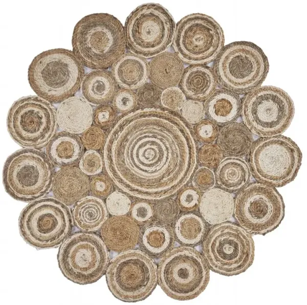 6' x 6' Intricate Circle Natural Jute Area Rug - Multi-Toned