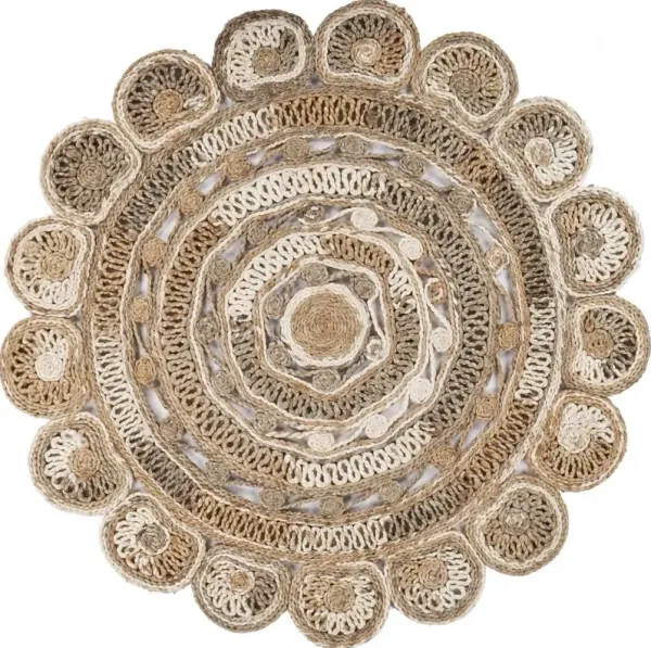 6' x 6' Geometric Multicolored Boutique Jute Rug - Daisy