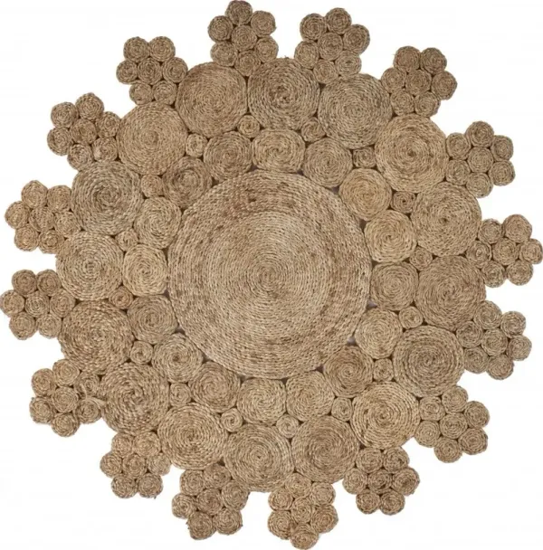 4' x 4' Dazzling Concentric Boutique Jute Rug - Natural