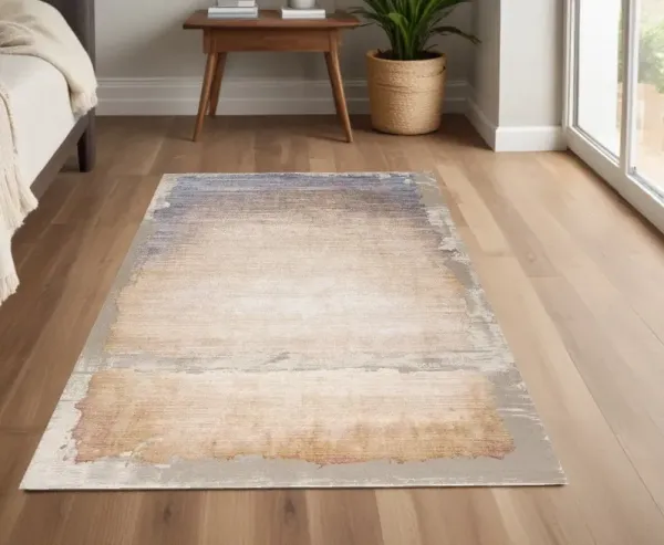 4' x 6' Abstract Power Loom Area Rug - Beige And Blue