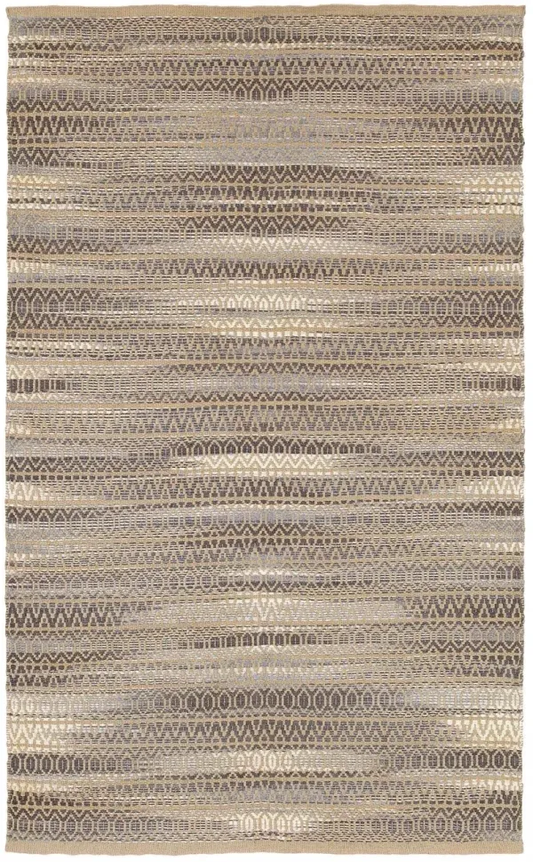 9' x 12' Striated Runner Rug - Gray And Tan