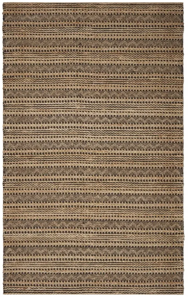9' x 13' Intricate Striped Area Rug - Tan And Black