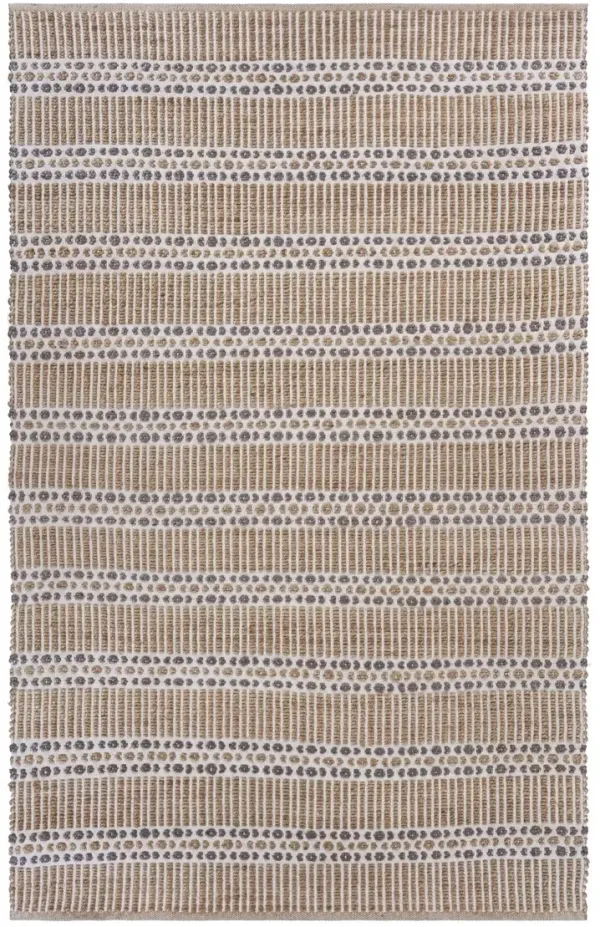 9' x 12' Detailed Stripes Area Rug - Tan And Gray
