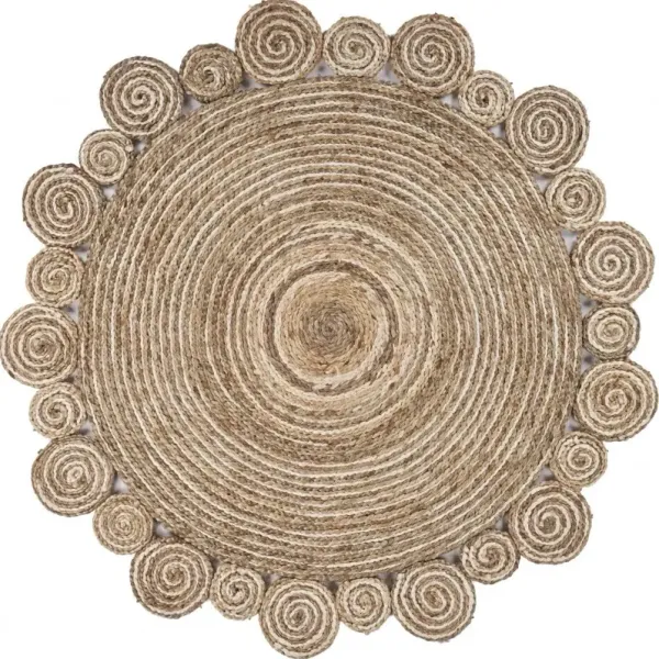 8' Round Coiled Area Rug - Natural