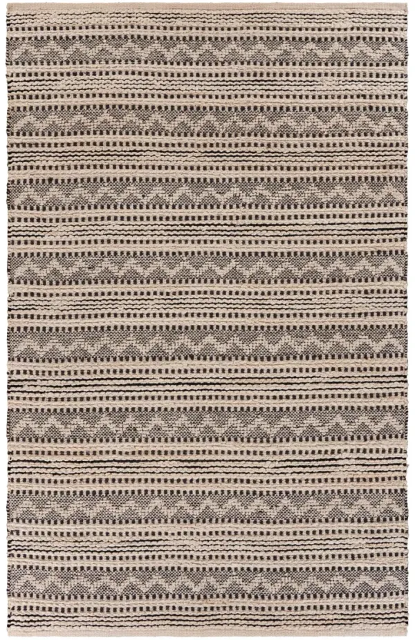 9' x 12' Chevron Stripe Area Rug - Black And Blush