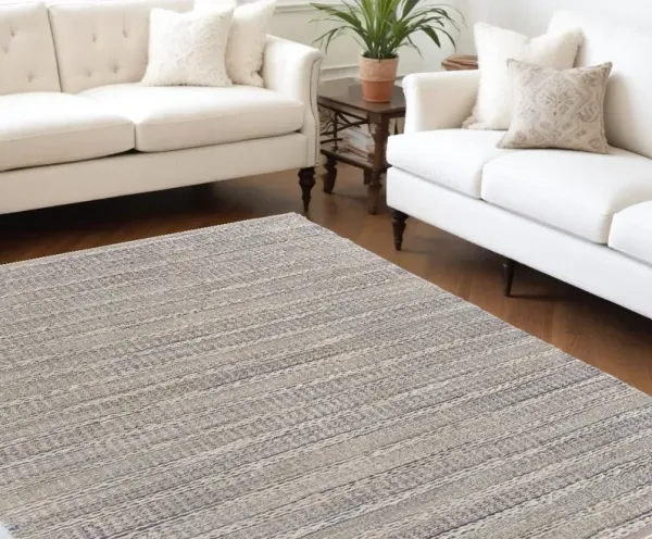 8' x 10' Braided Jute Area Rug - Blue And Cream