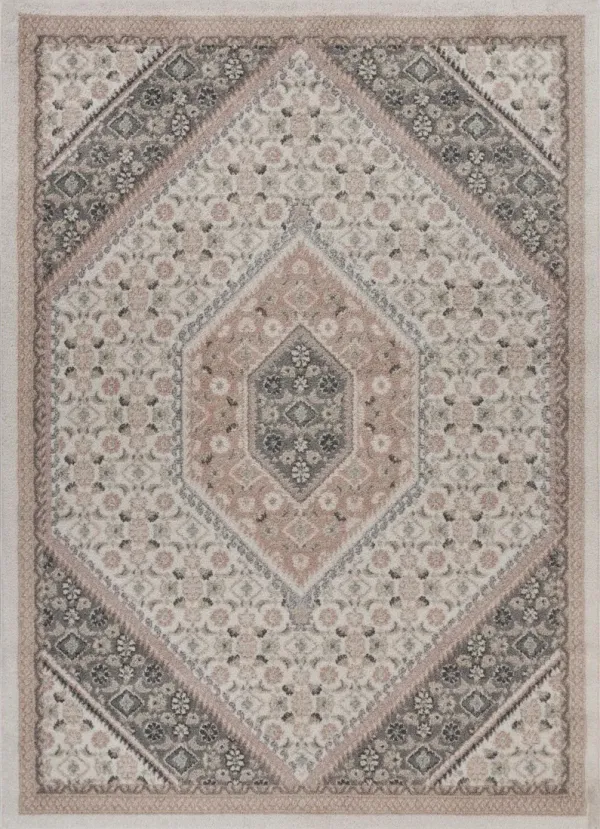 5' x 7' Traditional Area Rug - Gray And Blush