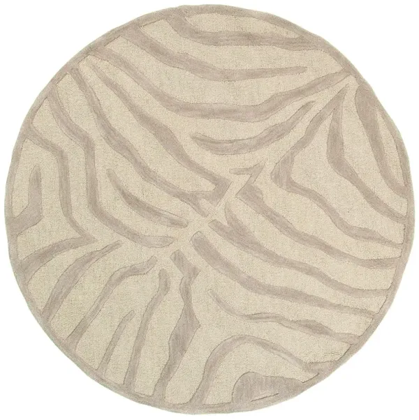 5' Round Pattern Area Rug - Taupe Zebra