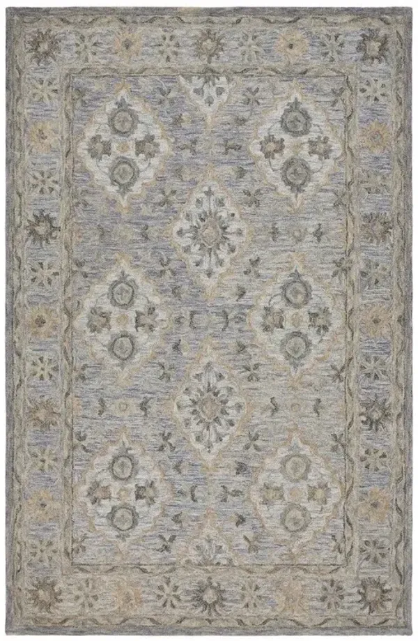 5' x 8' Traditional Area Rug - Blue And Tan